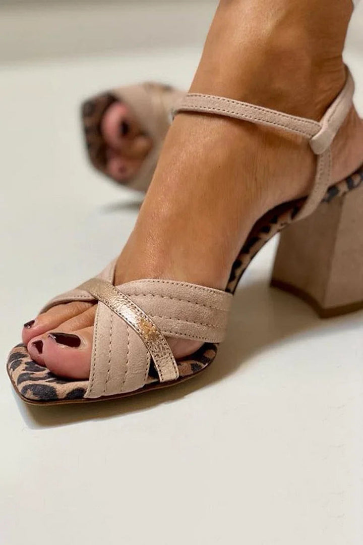 CROSS-BAND HEEL SANDALS