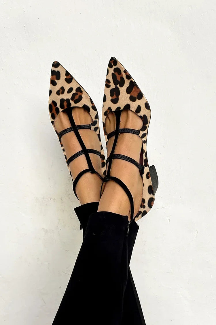ANIMAL PRINT BALLET FLATS WITH STRAPS