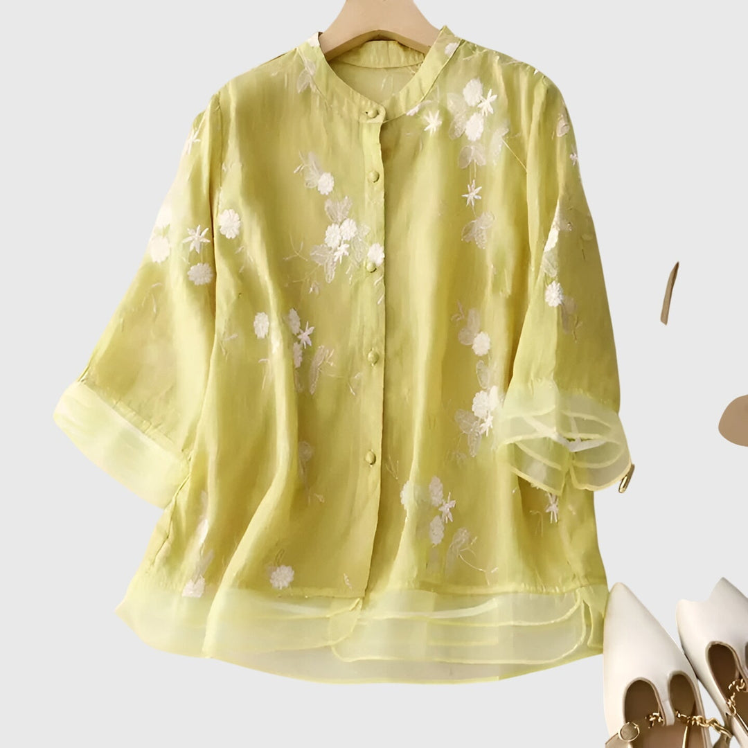 Clara | Elegant Top with Embroidered Flowers