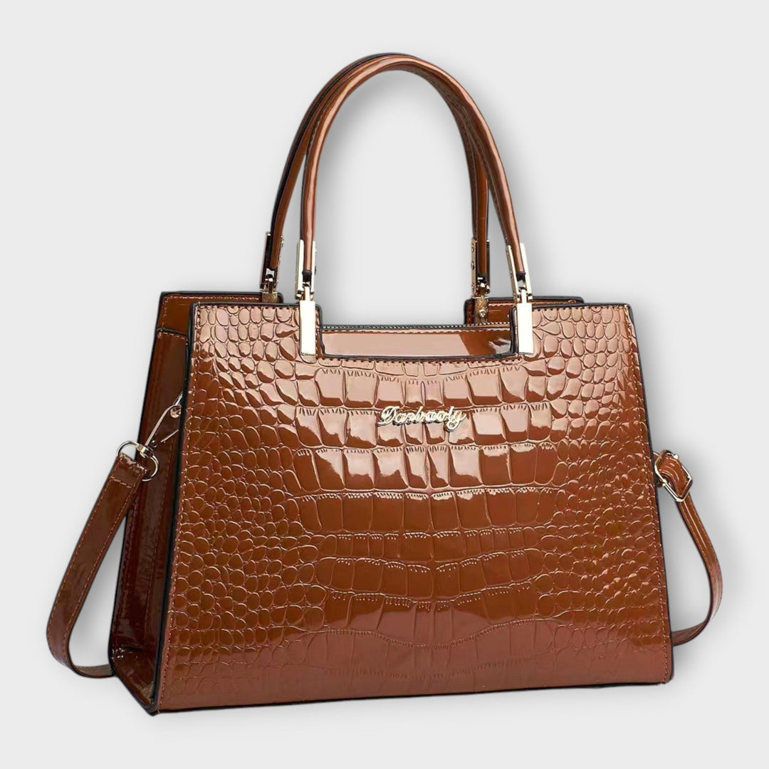 Clara | Glossy Crocodile Pattern Handbag