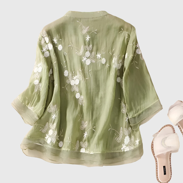 Clara | Elegant Top with Embroidered Flowers
