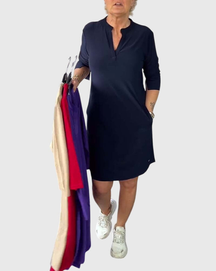 Clara | Solid V-Neck Dress